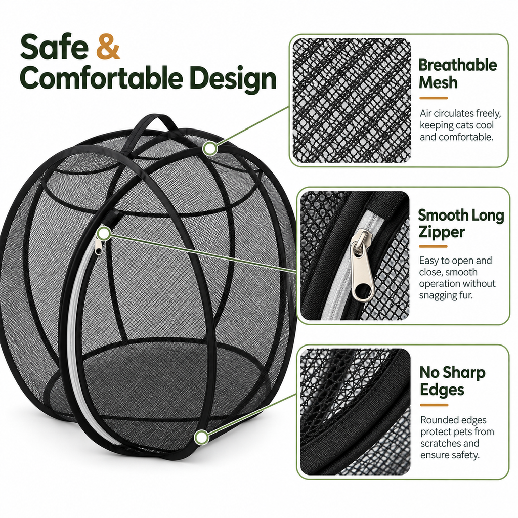 Rolling Cat Play Sphere, Pop-Up Mesh Hideout