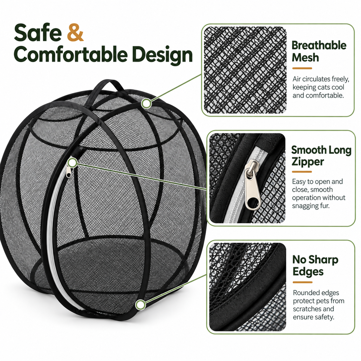 Rolling Cat Play Sphere, Pop-Up Mesh Hideout