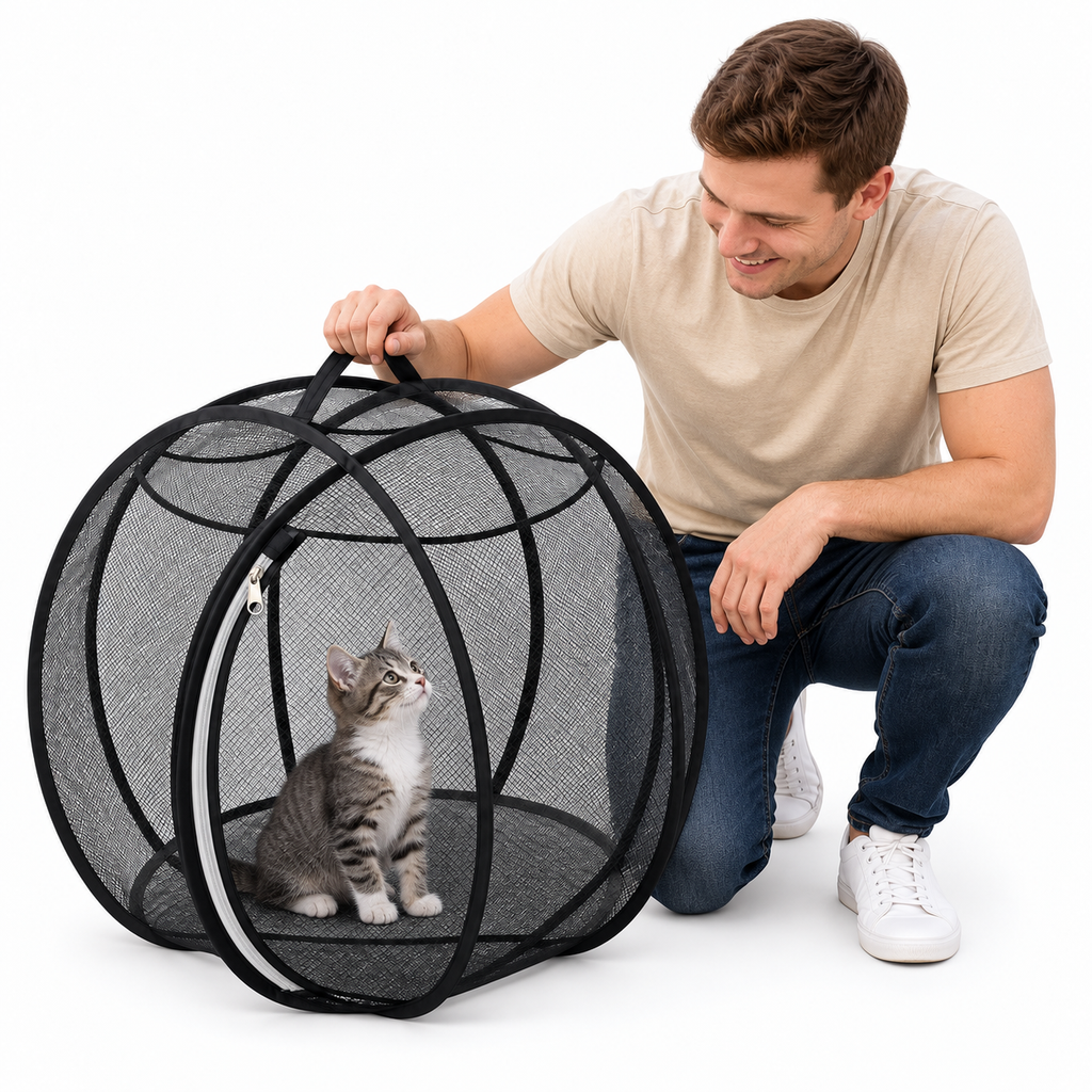 Rolling Cat Play Sphere, Pop-Up Mesh Hideout