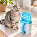 AI illustration: Mabel, our silver tabby cat, with the Cat Litter Scoop with Waste Bin.